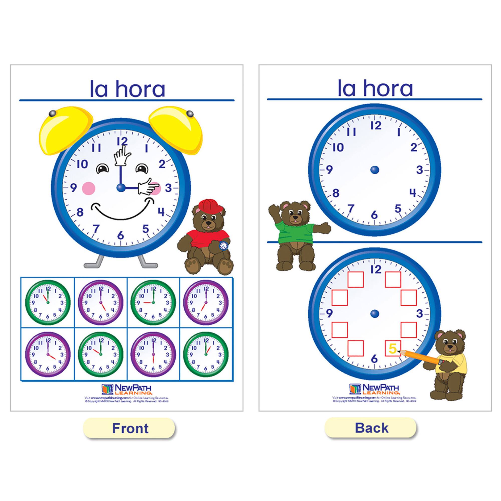NewPath Learning® 12" x 18" Time & Money Bulletin Board Charts Set, Spanish Edition